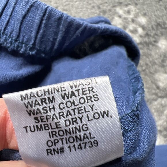 FLAX Brand Blue Linen Shorts Size Small Elastic Waist Lagenlook Casual Comfort - Picture 5 of 10